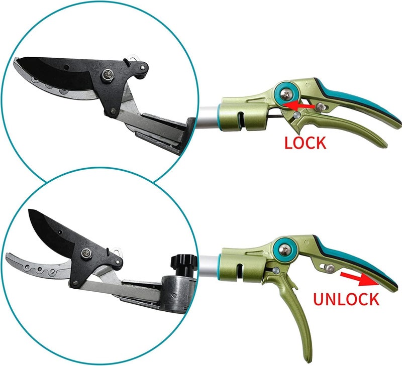 GARTOL Pruner for Garden, Cut Upto 1 Inch & Hold Telescopic Pole Pruner, Fruit Picker with Rotating Blade Head, Lightweight Aluminum Extendable Handle for Tree Branch Cutter, 6.23-10.5 FT, Silver - Image 5
